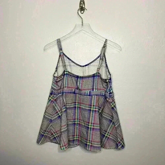 Torrid Multi Color Plaid Babydoll Mixed Fabric V-Neck Tank 00 M/L - Picture 8 of 8